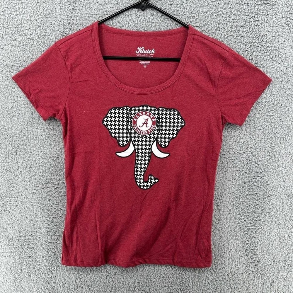 Klutch Alabama Crimson Tide Houndstooth Elephant Graphic T-Shirt Red Women Med